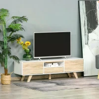 HOMCOM Modern TV Stand Cabinet for TVs up to 60'' Flat Screen with Push-open Drawer, Storage Compartment and Cable Management, Rounded-edge Entertainment Center for Living Room, Bedroom(m-7)