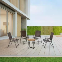 Outsunny 4pcs Rattan Chair Garden Furniture Wicker Foldable Chair Steel Frame for Backyard Poolside Garden(m-7)