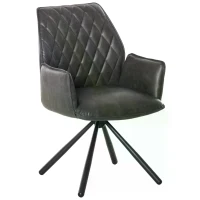 HOMCOM Swivel Dining Chair Upholstered Leisure Seat for Kitchen Living Room Office with Metal Legs(m-4)