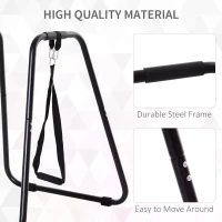 HOMCOM Multifunctional  Dip Stand Power Station Bar with Sling Trainer Strength Workout Home Gym Black(m-7)