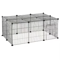 PawHut Pet Playpen DIY Small Animal Cage Metal Wire Yard Fence Playhouse with Door Non-slip Pad Indoor Outdoor for Kitten Bunny Chinchilla Guinea Pig(m-12)