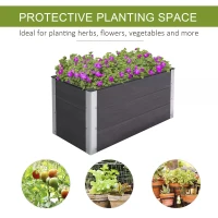 Outsunny Garden Rectangular Planting Flower Elevated Raised Seed Bed Stand Pot Outdoor Planter Vegetable Herb Holder Display Box - 50H x 100L x 50Wcm(m-4)