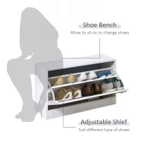 HOMCOM 3-In-1 Hallway Furniture Set Coat Rack Mirror Shoes Cabinet Storage Organiser White(m-6)