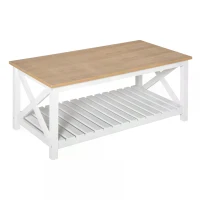 HOMCOM Contemporary X-Design Coffee Table w/ Storage Shelf 4 Legs, 2-Tier Center Table for Living Room Bedroom Office, Sturdy Structure(m-4)