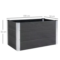 Outsunny Garden Rectangular Planting Flower Elevated Raised Seed Bed Stand Pot Outdoor Planter Vegetable Herb Holder Display Box - 50H x 100L x 50Wcm(m-3)