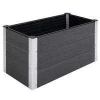 Outsunny Garden Rectangular Planting Flower Elevated Raised Seed Bed Stand Pot Outdoor Planter Vegetable Herb Holder Display Box - 50H x 100L x 50Wcm(m-1)