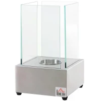 HOMCOM Portable Fireplace Ethanol Tabletop Fireplace Indoor Outdoor with Cover(m-4)