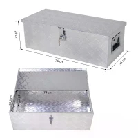 HOMCOM Aluminum Toolbox Truck Storage Box Trailer for Camper RV Vehicle Utility Tool w/Lock and 2 Keys(m-3)