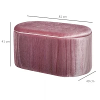 HOMCOM Rectangle Storage Ottoman Mid-century Modern Bench Stool Velvet Footrest Bedroom Living Room Furniture,Pink(m-3)