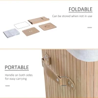 HOMCOM 70L Collapsible Bamboo Laundry Hamper Organizer Clothes Washing Basket Bin Storage Box w/ Lid Removable Lining 40x30x60cm(m-4)