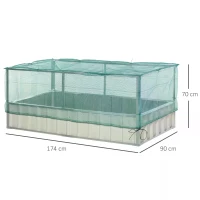 Outsunny Metal Raised Garden Bed Color Steel Screwless Heavy Duty Planter Box w/ Net Cover & Gloves for Growing Vegetables, Flowers, Herbs and Succulents(m-3)