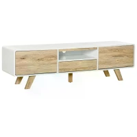HOMCOM Modern TV Stand Cabinet for TVs up to 60'' Flat Screen with Push-open Drawer, Storage Compartment and Cable Management, Rounded-edge Entertainment Center for Living Room, Bedroom(m-4)