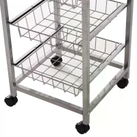 HOMCOM 5 Tier Rolling Kitchen Trolley Storage Cart with 4 Wire Baskets Lockable Wheels 36.5L x 36.5W x 89H cm(m-6)
