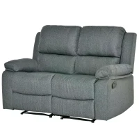 HOMCOM Double Seat Reclining Loveseat Recliner PU Faux Leather Pullback Control with Footrest-Dark Grey(m-8)