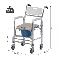 HOMCOM Personal Mobility Assist Commode Shower Transport Medical Rolling Chair Over The Toilet(m-3)