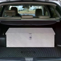 HOMCOM Aluminum Toolbox Truck Storage Box Trailer for Camper RV Vehicle Utility Tool w/Lock and 2 Keys(m-2)