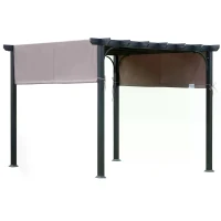 Outsunny 3m x 3m Outdoor Retractable Canopy Pergola Steel Frame Patio Pergola Shelter Sun Shade, Brown(m-10)