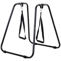 HOMCOM Multifunctional  Dip Stand Power Station Bar with Sling Trainer Strength Workout Home Gym Black(m-1)