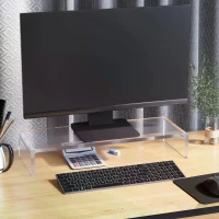 HOMCOM Large Clear Acrylic Perspex Monitor Computer TV Stand Riser Shelf Plinth Display Stand 12mm Thick(m-6)