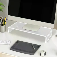 HOMCOM Large Clear Acrylic Perspex Monitor Computer TV Stand Riser Shelf Plinth Display Stand 12mm Thick(m-7)