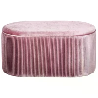 HOMCOM Rectangle Storage Ottoman Mid-century Modern Bench Stool Velvet Footrest Bedroom Living Room Furniture,Pink(m-4)