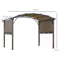 Outsunny 3 x 3m Outdoor Retractable Canopy Pergola Steel Frame Patio Pergola Shelter Sun Shade, Beige(m-3)