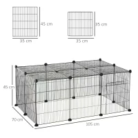 PawHut Pet Playpen DIY Small Animal Cage Metal Wire Yard Fence Playhouse with Door Non-slip Pad Indoor Outdoor for Kitten Bunny Chinchilla Guinea Pig(m-3)