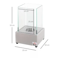 HOMCOM Portable Fireplace Ethanol Tabletop Fireplace Indoor Outdoor with Cover(m-3)