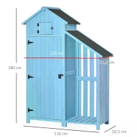 Outsunny Garden Shed Wooden Firewood House Storage Cabinet Waterproof Asphalt Roof Tool Organizer with Lockable Door, 130 x 55 x 180 cm(m-3)