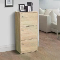 HOMCOM Wooden 3 Tier Cabinet with Doors and Round Handle Display Organizer Home Office Living Room(m-6)