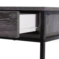 HOMCOM Console Table Worktop Bottom Shelf Home Two Drawer Industrial Minimal Style Grey Wood Tone Effect(m-14)