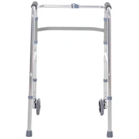 HOMCOM Folding Lightweight Aluminium Walking Assist Walking Frame Walker Mobility Aid Height Adjustable w/ 2 Front Wheels(m-4)