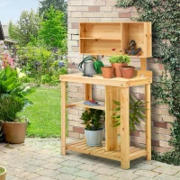 Outsunny Garden backyard Task helper Planter Workbench Workstation Convenience Potting Bench Greenfield Potting Bench Raised Planting Table(m-7)