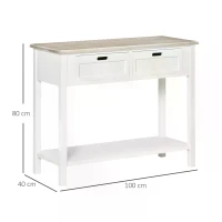 HOMCOM Console Table w/ Drawers and Shelf Sofa Table for Hallway Living Room Bedroom(m-3)