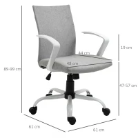 Vinsetto Office Chair Linen Swivel Light Grey(m-3)
