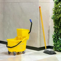 HOMCOM Home Janitorial Cleaning Floor Bucket with 34 Quart Capacity and Metal Handle(m-2)