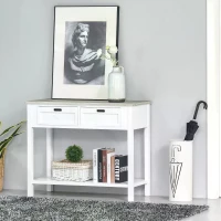 HOMCOM Console Table w/ Drawers and Shelf Sofa Table for Hallway Living Room Bedroom(m-2)