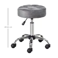 HOMCOM Round Rolling Stool Chair Height Adjustable Swivel Salon Stool with Wheels， Grey(m-3)