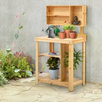 Outsunny Garden backyard Task helper Planter Workbench Workstation Convenience Potting Bench Greenfield Potting Bench Raised Planting Table(m-2)