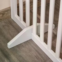 PawHut Wooden Pet Gate 4 Panel Foldable Fence with Door Walk Through Freestanding Dog Safety Barrier for House Doorway Stairs, White(m-6)