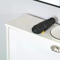 HOMCOM Tipping Bucket Shoe Cabinet Wooden Storage Organizer with 3 Drawers Narrow 3 Tiers Cupboard for Entrance Foyer， White(m-6)