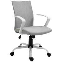 Vinsetto Office Chair Linen Swivel Light Grey(m-10)