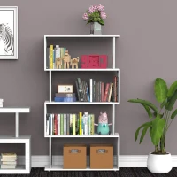HOMCOM Estante moderna para escritório Estante de livros 145x80x30cm branco(m-9)