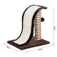 PawHut Arranhador para Gatos Centro de Atividades com Poste de Sisal Rampa e Brinquedo Suspenso 35x30x39 cm Marrom e Bege(m-3)