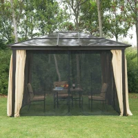 Outsunny Pérgola de Jardim 3x3,6m cor marrom e creme de policarbonato, alumínio e poliéster(m-7)