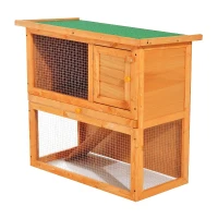 PawHut Coelheira de Exterior de Madeira para Animais Pequenos 2 Níveis com Rampa Teto Asfáltico e Porta com Trava 90x45x80 cm Madeira e Verde(m-13)