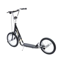 HOMCOM Trotinete com 2 Rodas de 16 Polegadas Trotinete para Crianças com Altura Ajustável e Freio 143x58x92-100 cm Preto(m-1)