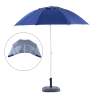 Outsunny Chapéu de Sol de Praia com Painéis Laterais Tipo Tenda Chapéu de Sol para Praia com Proteção UV50 Φ210x222cm Azul