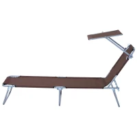 Outsunny Espreguiçadeira de Jardim Dobrável com Toldo Removível e Ajustável em Ângulo e Encosto Ajustável em 4 Posições para Jardim Terraço Campismo Exterior 187x58x36cm Marrom(m-11)