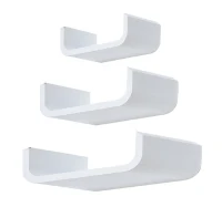 HOMCOM Conjunto de 3 Prateleiras Flutuantes 60/45/30x15x10 cm Prateleiras de Parede para Armazenamento de Livros Fotos Decoração para Sala de Estar Corredor Dormitório Branco(m-1)